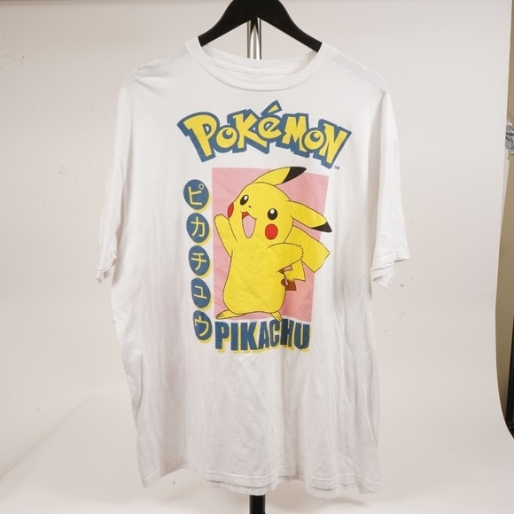 Pokemon Pikachu Graphic Men’s T-Shirt‎ 2XL White Yellow Anime TV Show - Picture 1 of 8